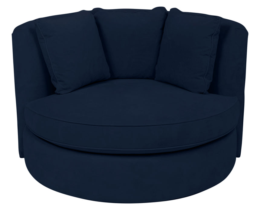 View Fabric Indigo | Camden Cuddle Chair | Valley Ridge Furniture