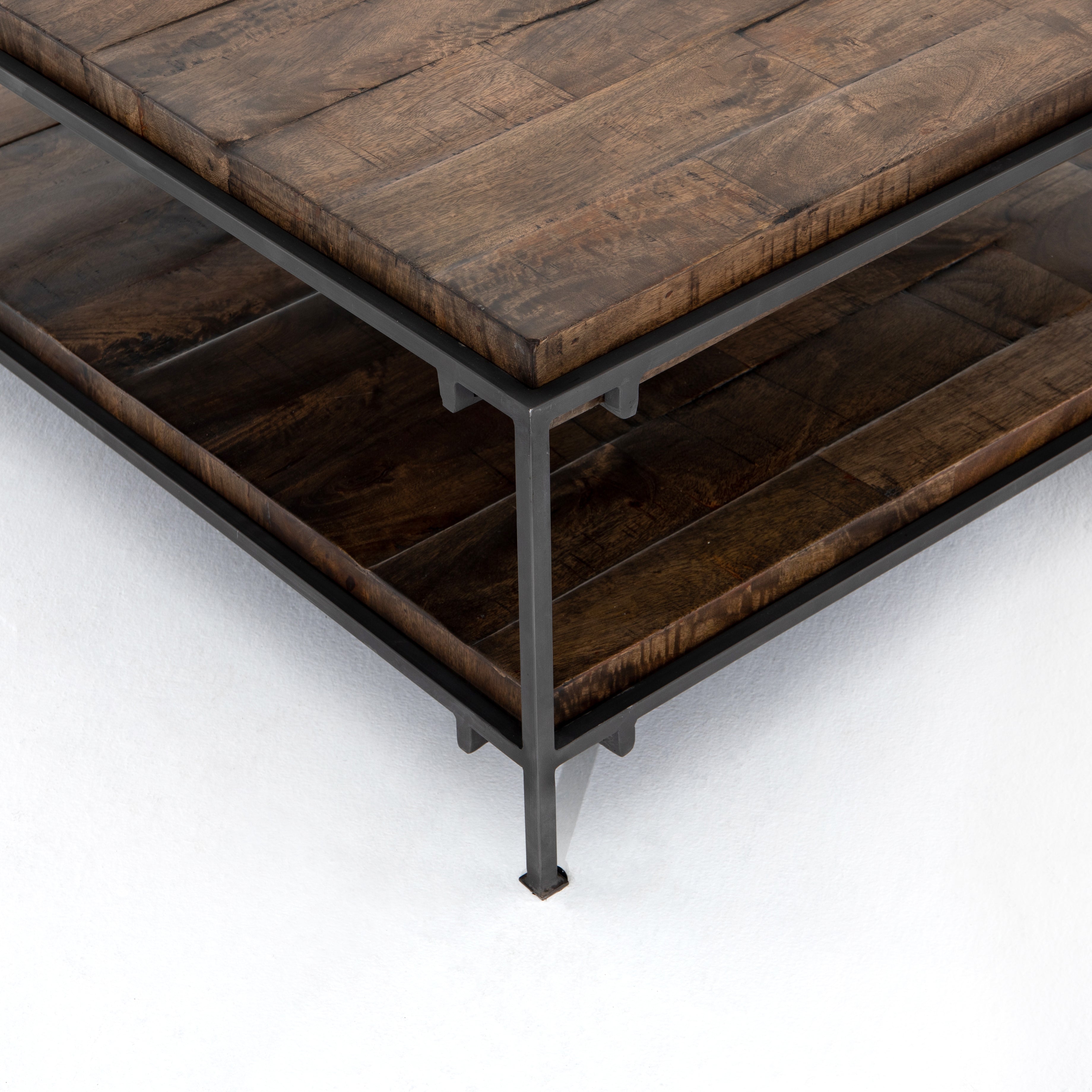 Weathered Hickory & Gunmetal Iron | Simien Square Coffee Table | Valley Ridge Furniture