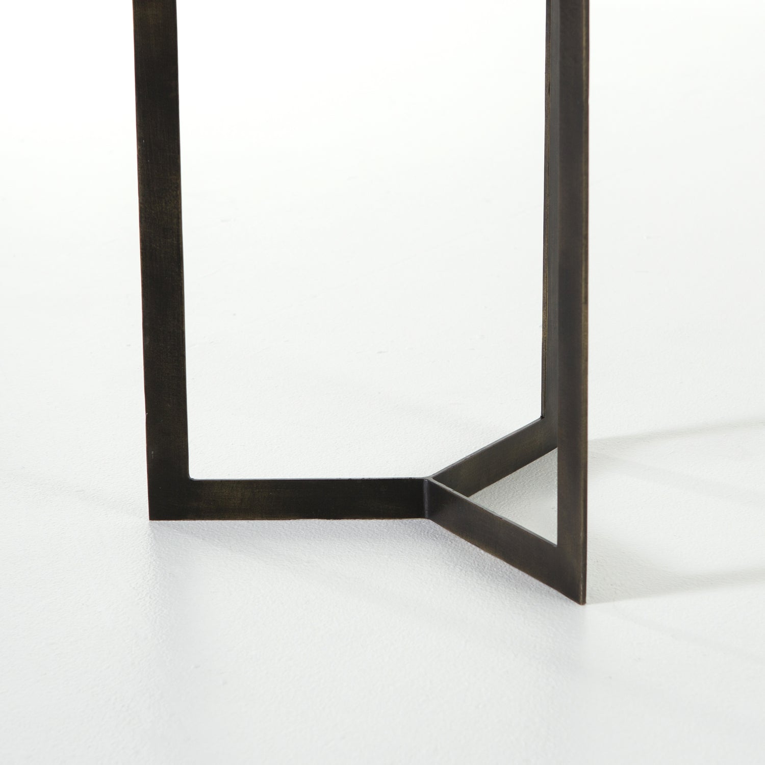 Polished White Marble with Hammered Brass Iron | Kiva End Table | Valley Ridge Furniture