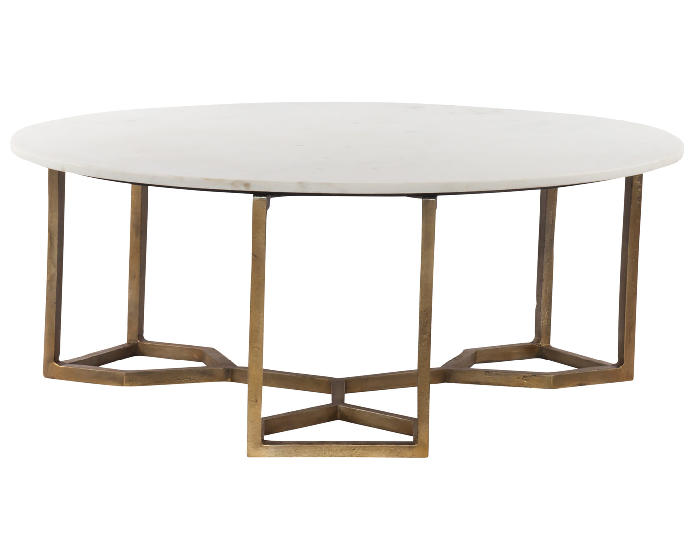 Polished White Marble with Raw Brass | Naomi Coffee Table | Valley Ridge Furniture