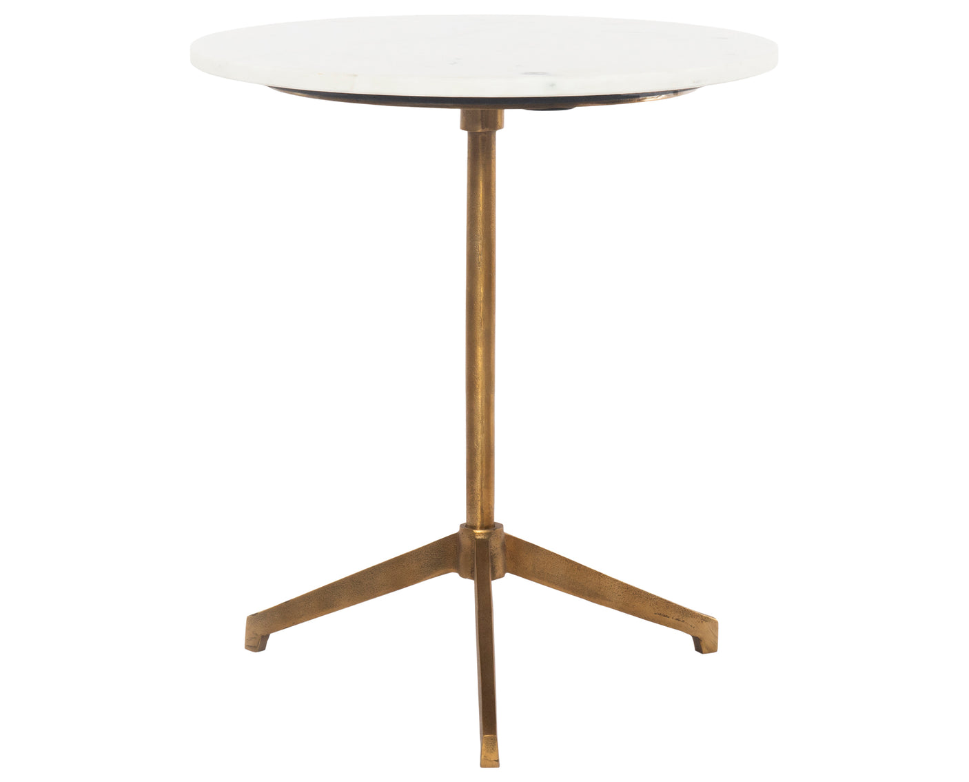 Polished White Marble with Raw Brass | Helen End Table | Valley Ridge Furniture