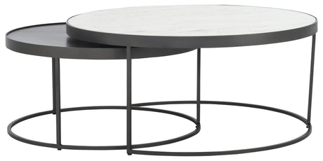 Polished White Marble with Gunmetal Iron | Evelyn Round Nesting Coffee Table | Valley Ridge Furniture
