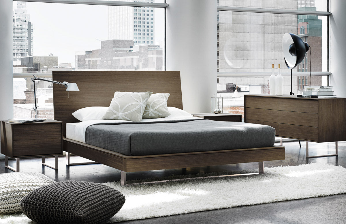 Praline on Walnut with Brushed Nickel Legs | Mobican Ophelia Low Double Dresser | Valley Ridge Furniture
