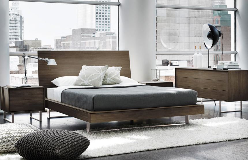Praline on Walnut with Brushed Nickel Legs | Mobican Ophelia Low Double Dresser | Valley Ridge Furniture