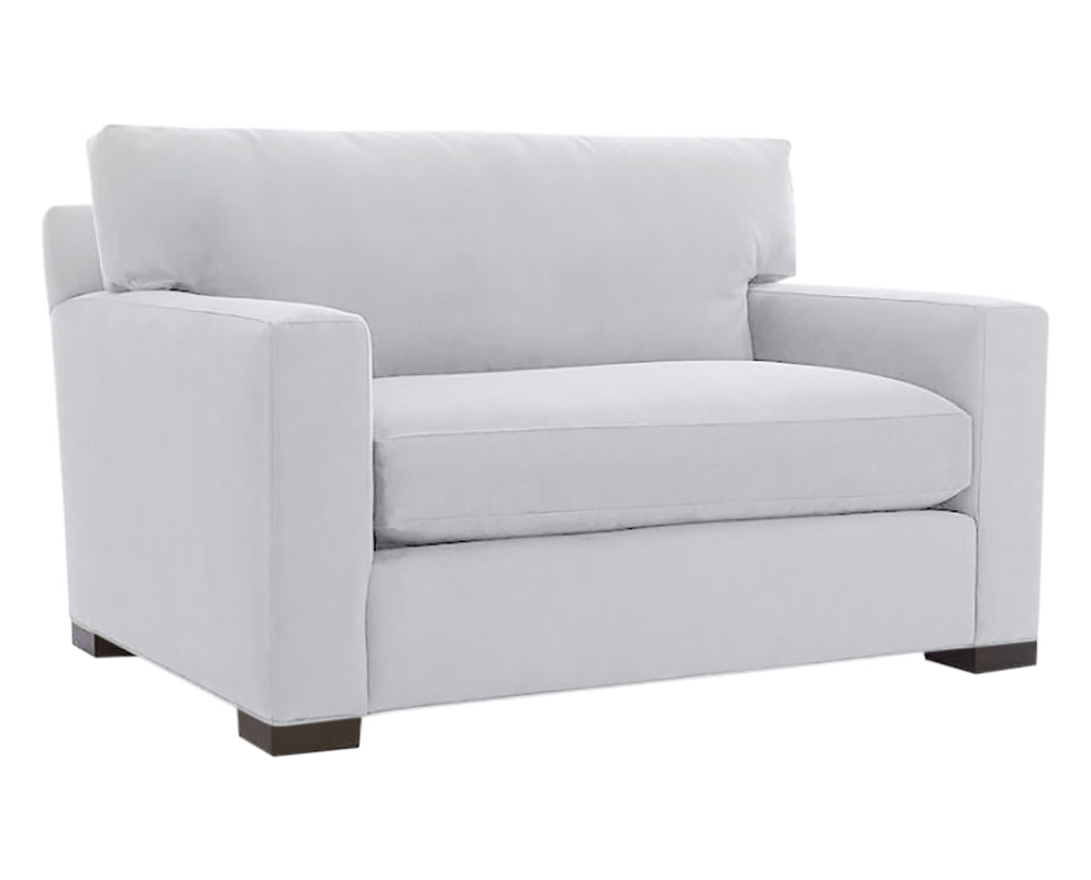 Vertual Fabric Snow with Fossil Hardwood | Camden Axel Chair & 1/2 | Valley Ridge Furniture