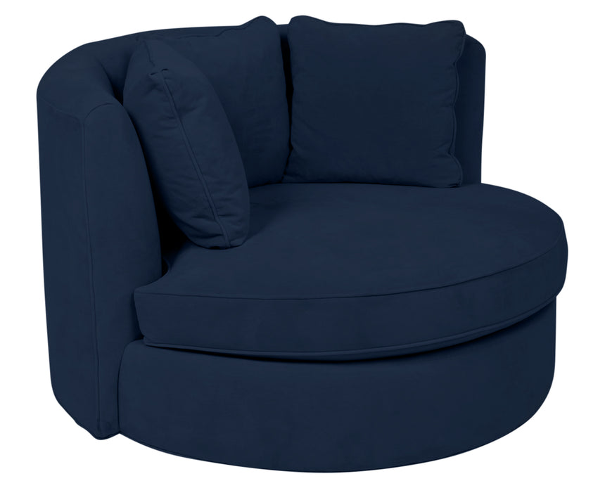 View Fabric Indigo | Camden Cuddle Chair | Valley Ridge Furniture