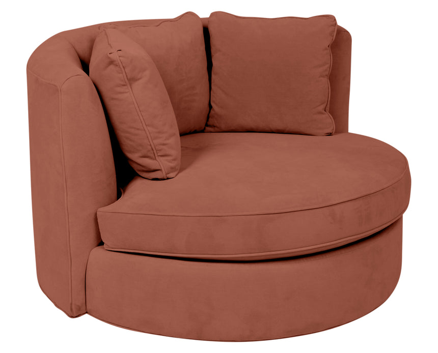 View Fabric Rosewood | Camden Cuddle Chair | Valley Ridge Furniture