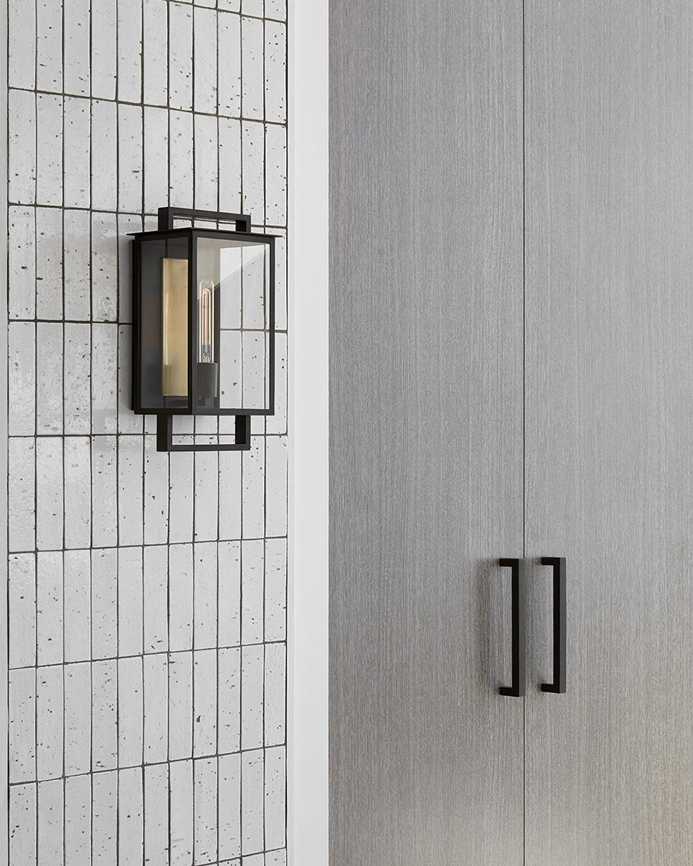 Aged Iron & Clear Glass | Halle Medium Wall Lantern | Valley Ridge Furniture