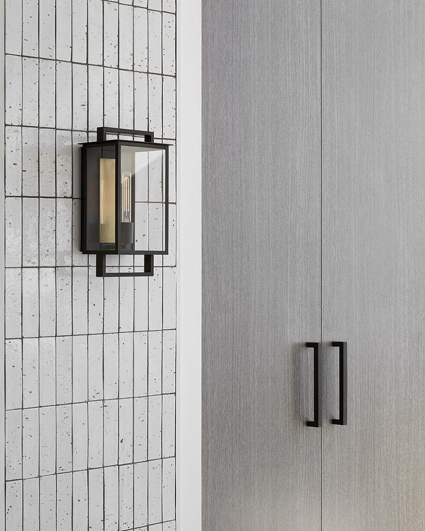 Aged Iron & Clear Glass | Halle Medium Wall Lantern | Valley Ridge Furniture