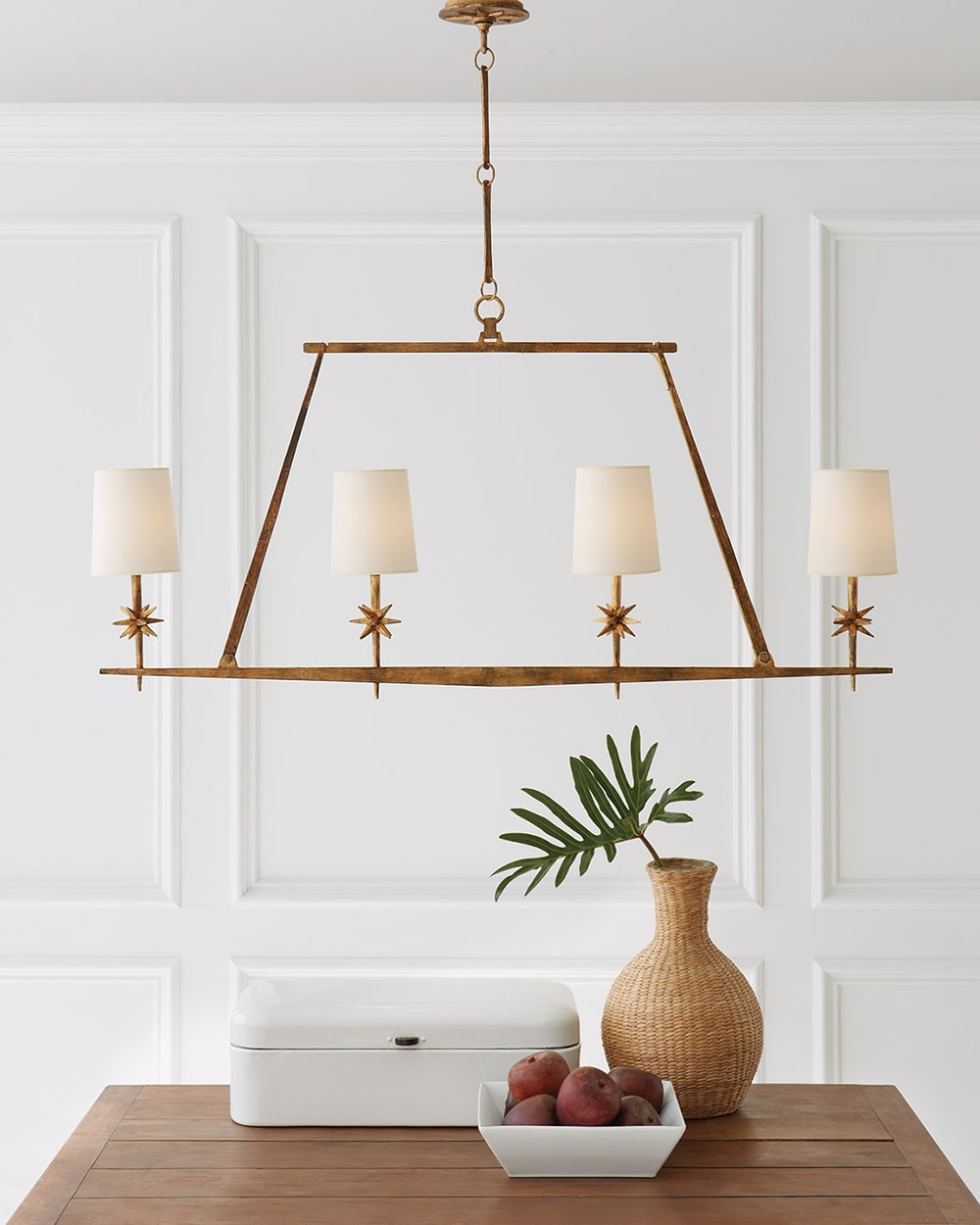 Gilded Iron &amp; Natural Paper | Etoile Linear Chandelier | Valley Ridge Furniture