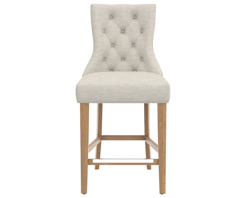 Honey Washed and Fabric TB with Antique Brass Nails | Canadel Farmhouse Counter Stool 817A | Valley Ridge Furniture