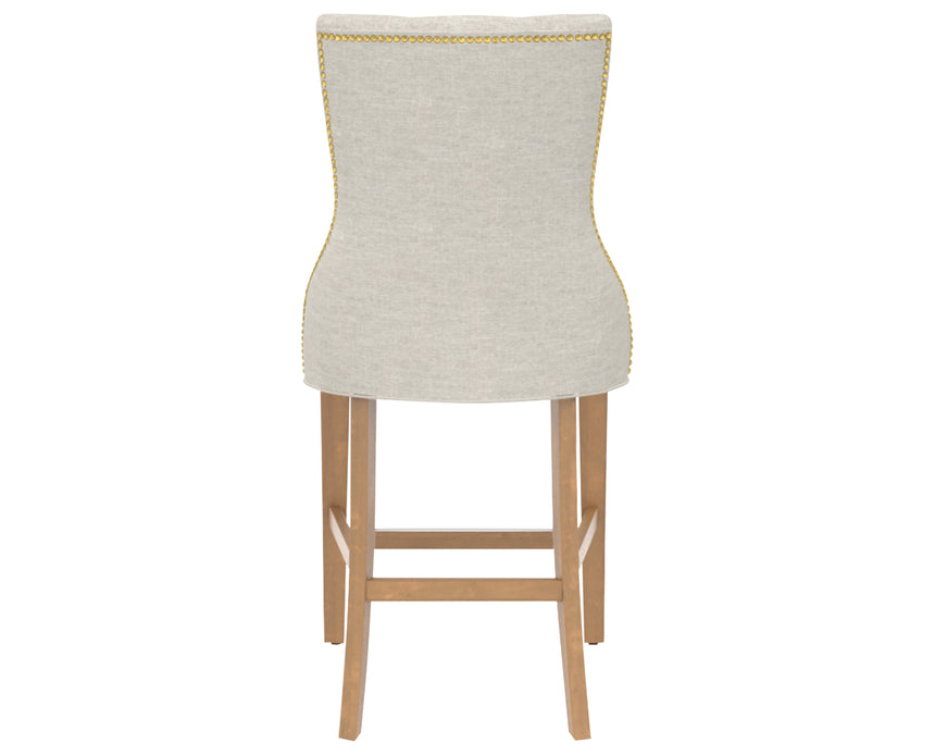 Honey Washed and Fabric TB with Antique Brass Nails | Canadel Farmhouse Counter Stool 817A | Valley Ridge Furniture