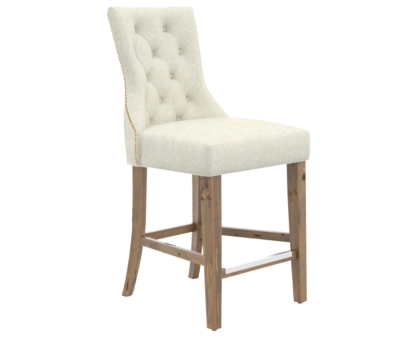 Oak Washed and Fabric TW with Antique Brass Nails | Canadel Champlain Counter Stool 817A | Valley Ridge Furniture