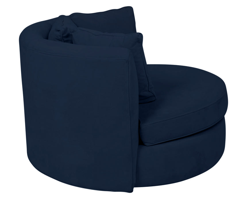 View Fabric Indigo | Camden Cuddle Chair | Valley Ridge Furniture