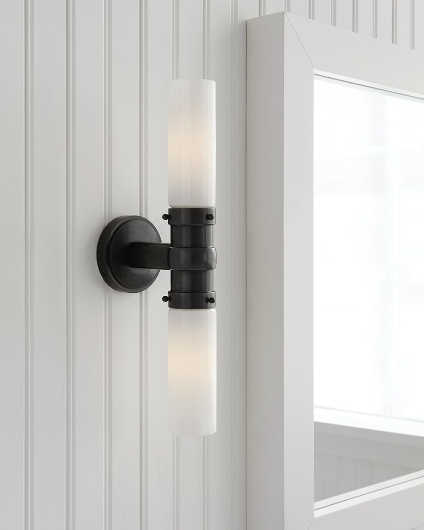 Bronze & White Glass | Graydon Double Bath Light | Valley Ridge Furniture