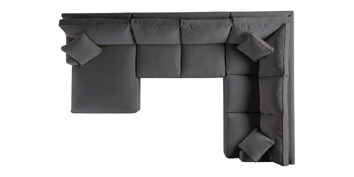 Vertual Fabric Charcoal | Camden 3-Piece Large Chaise Sectional | Valley Ridge Furniture
