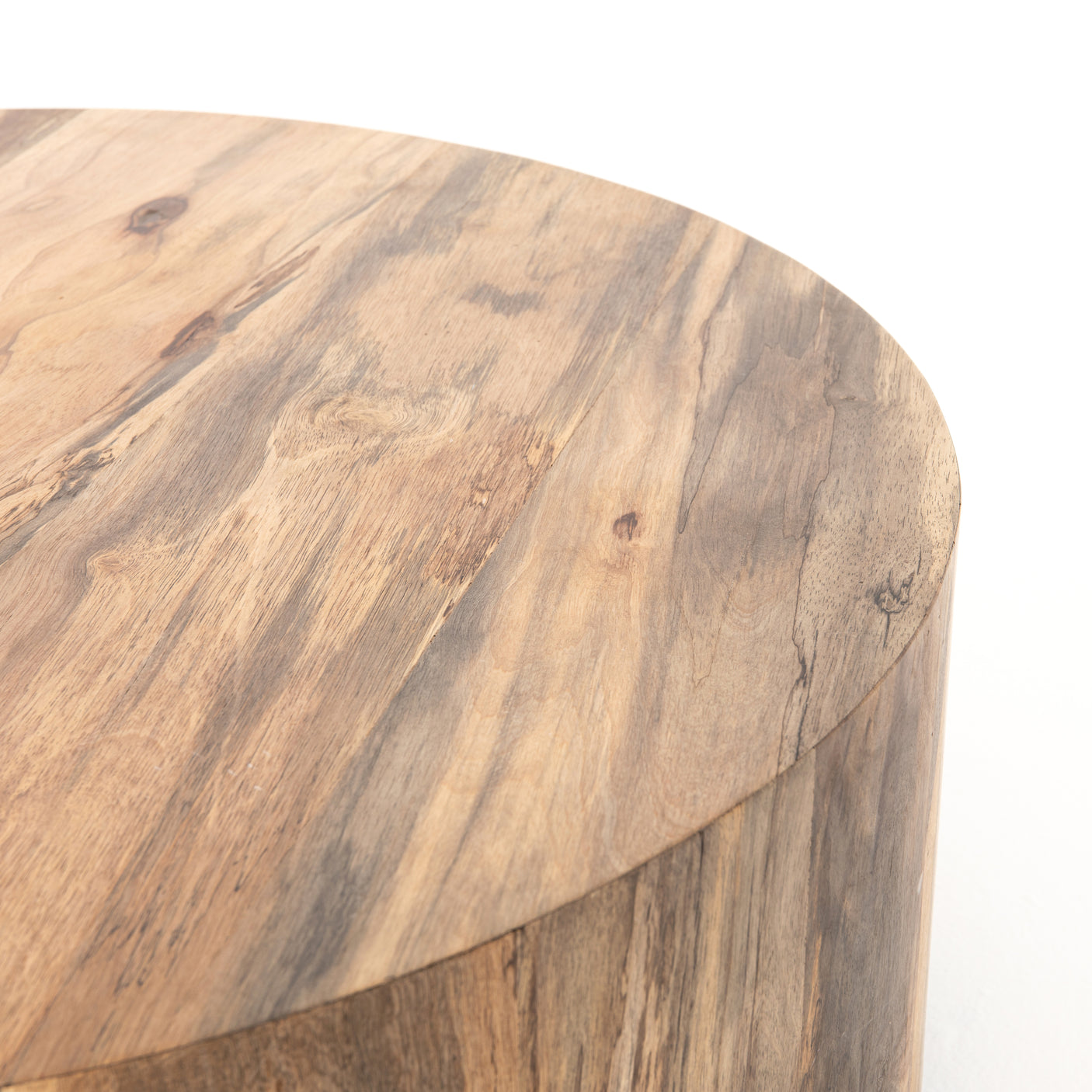 Spalted Primavera with Iron | Hudson Round Coffee Table | Valley Ridge Furniture