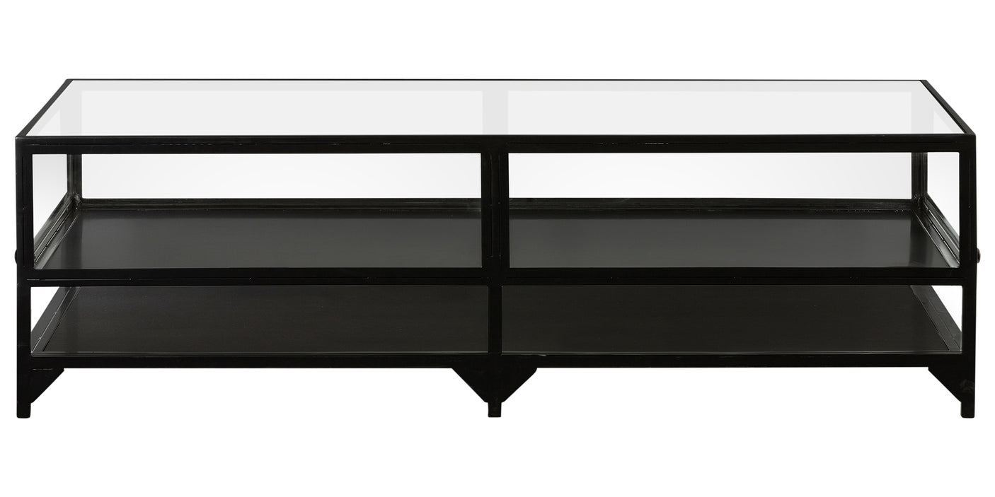 Black Iron with Tempered Glass | Shadow Box Coffee Table | Valley Ridge Furniture