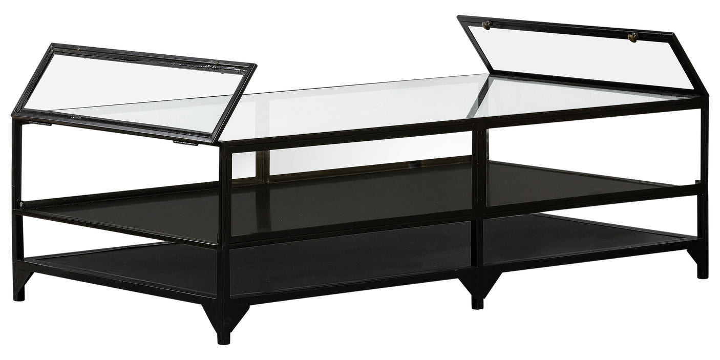 Black Iron with Tempered Glass | Shadow Box Coffee Table | Valley Ridge Furniture