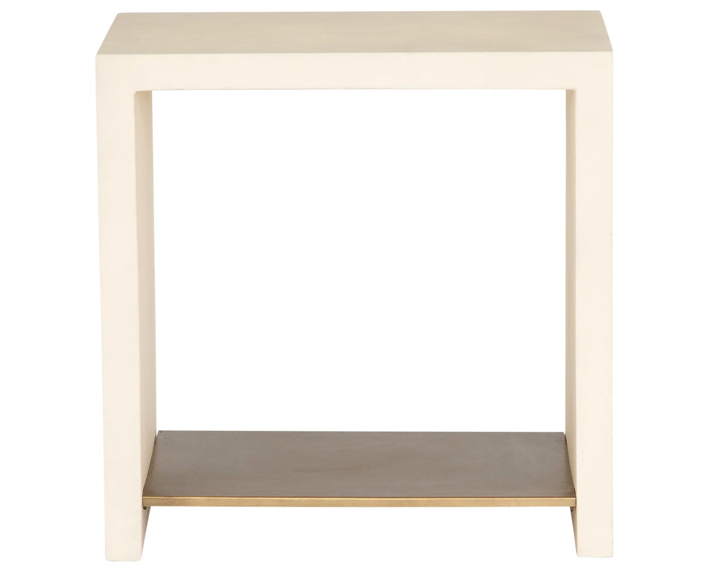 Parchment White Concrete with Antique Brass | Hugo End Table | Valley Ridge Furniture