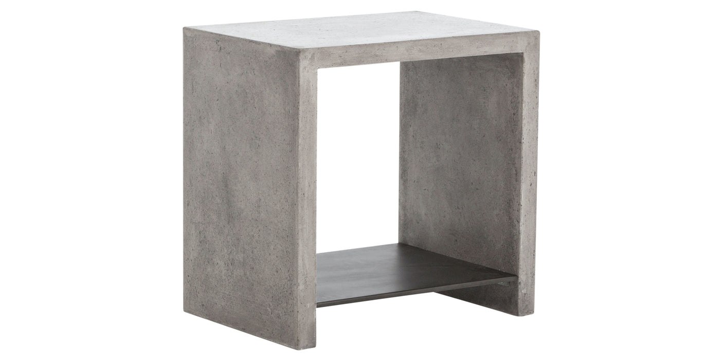 Dark Grey Concrete with Antique Black Metal | Hugo End Table | Valley Ridge Furniture