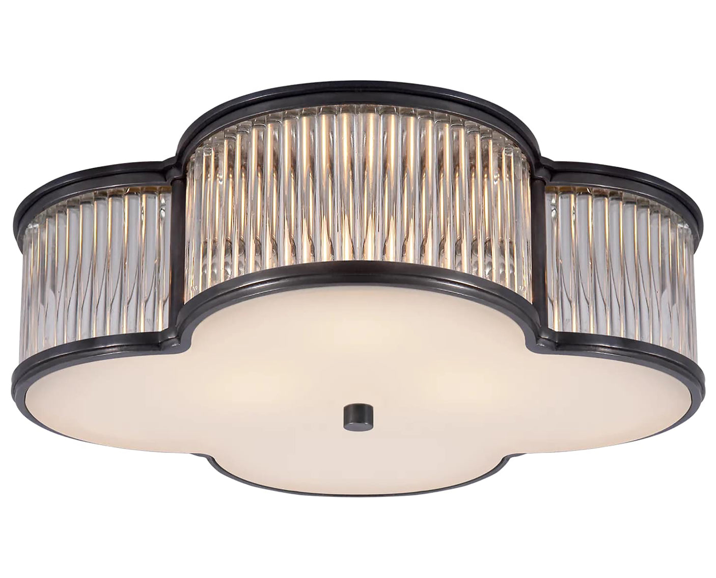 Gun Metal and Clear Glass Rods & Frosted Glass | Basil 17" Flush Mount | Valley Ridge Furniture