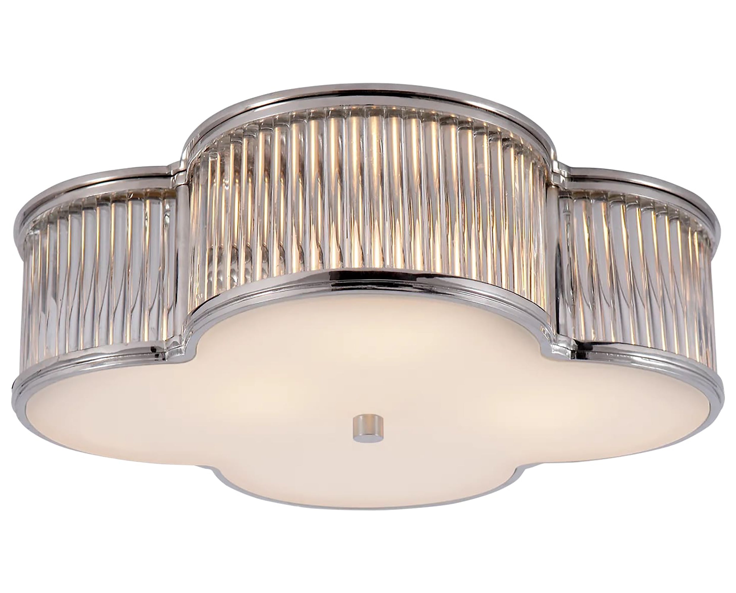 Polished Nickel and Clear Glass Rods &amp; Frosted Glass | Basil 17&quot; Flush Mount | Valley Ridge Furniture