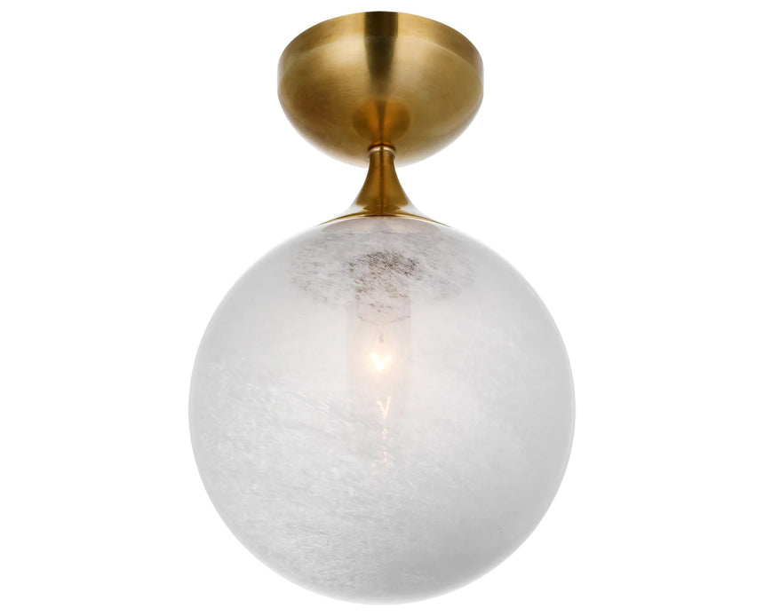 Hand-Rubbed Antique Brass & White Glass | Cristol Small Single Flush Mount | Valley Ridge Furniture