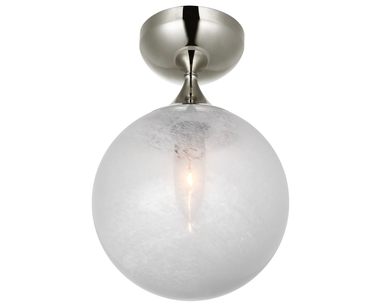 Polished Nickel & White Glass | Cristol Small Single Flush Mount | Valley Ridge Furniture