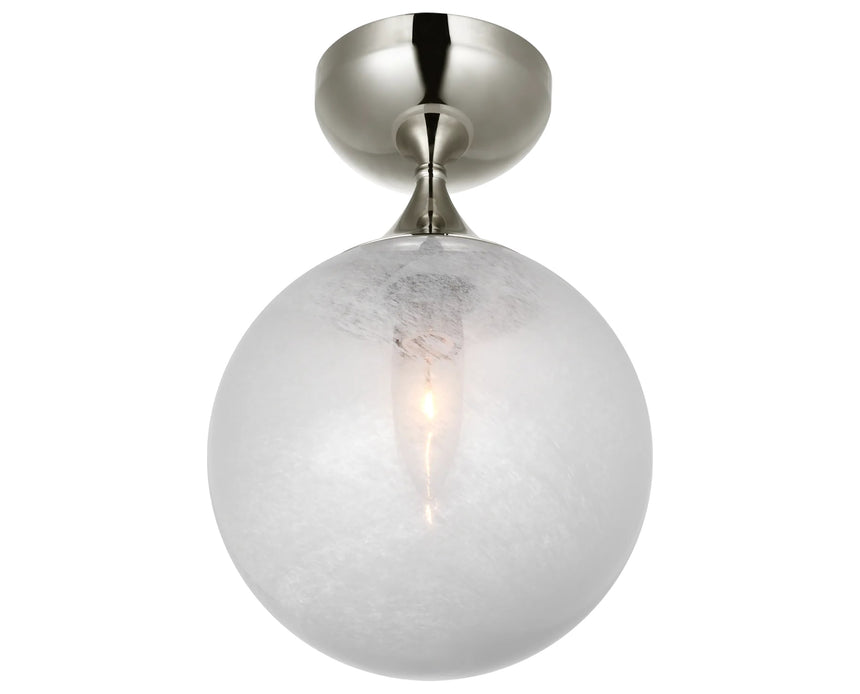 Polished Nickel & White Glass | Cristol Small Single Flush Mount | Valley Ridge Furniture