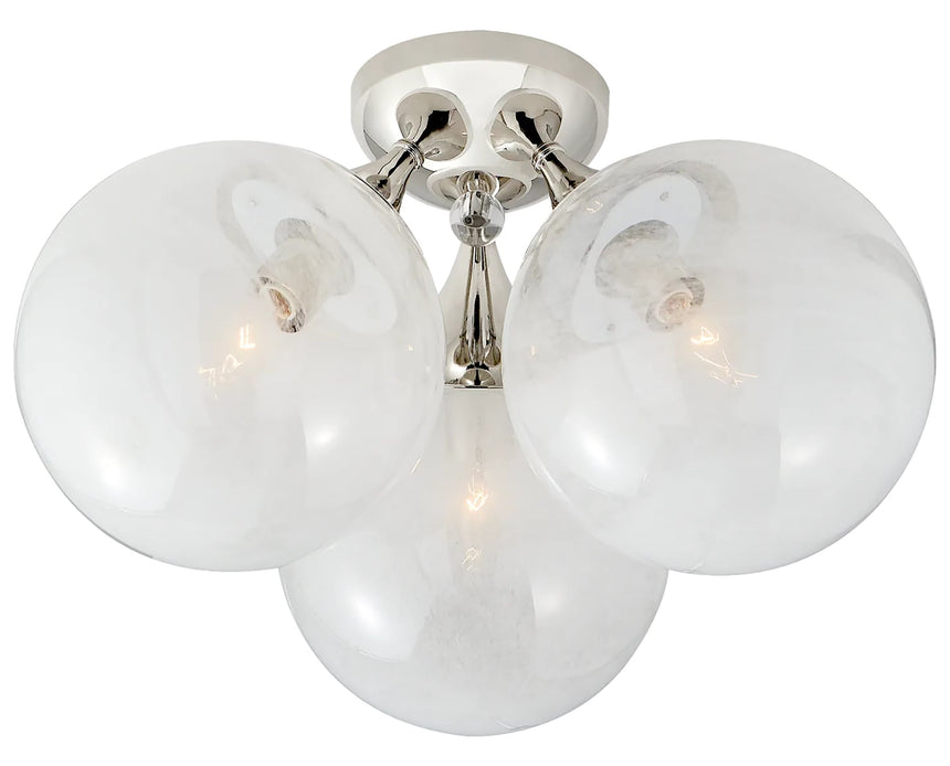 Polished Nickel & White Glass | Cristol Large Triple Flush Mount | Valley Ridge Furniture