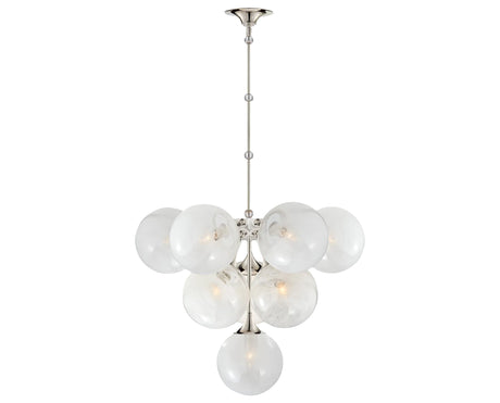 Polished Nickel & White Strie Glass | Cristol Tiered Chandelier | Valley Ridge Furniture