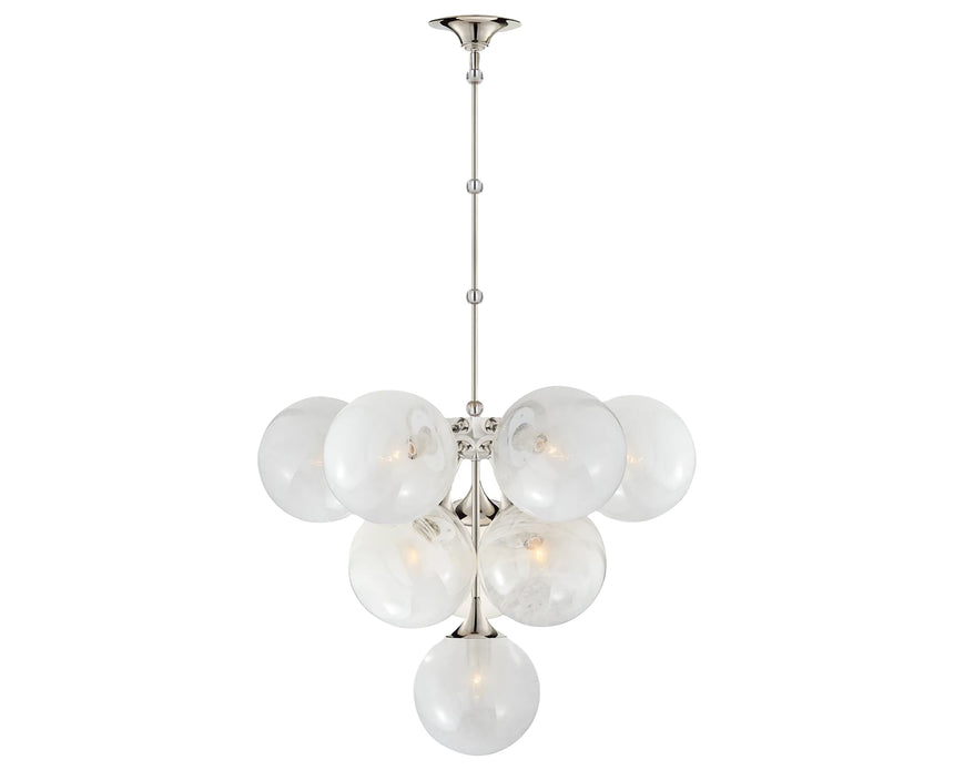 Polished Nickel & White Strie Glass | Cristol Tiered Chandelier | Valley Ridge Furniture