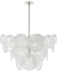 Polished Nickel & White Strie Glass | Loire Large Chandelier | Valley Ridge Furniture