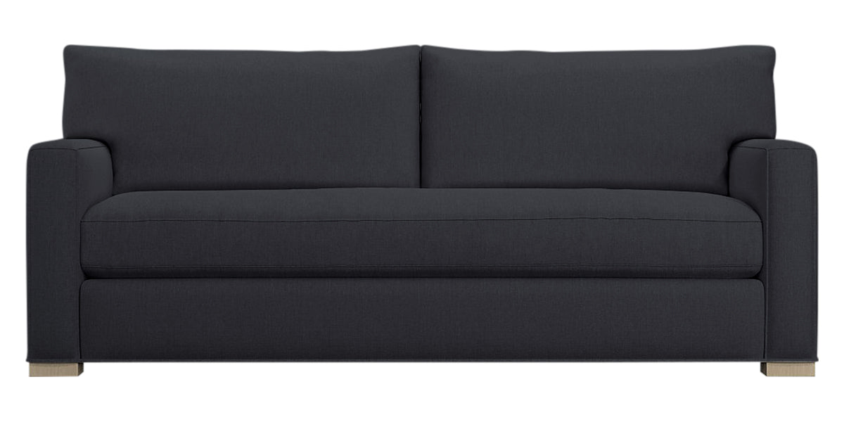 Taft Fabric Cobalt with Slate Maple | Camden Axel Bench Seat Sofa | Valley Ridge Furniture