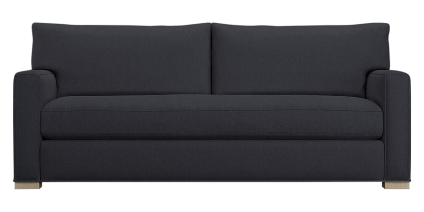 Taft Fabric Cobalt with Slate Maple | Camden Axel Bench Seat Sofa | Valley Ridge Furniture