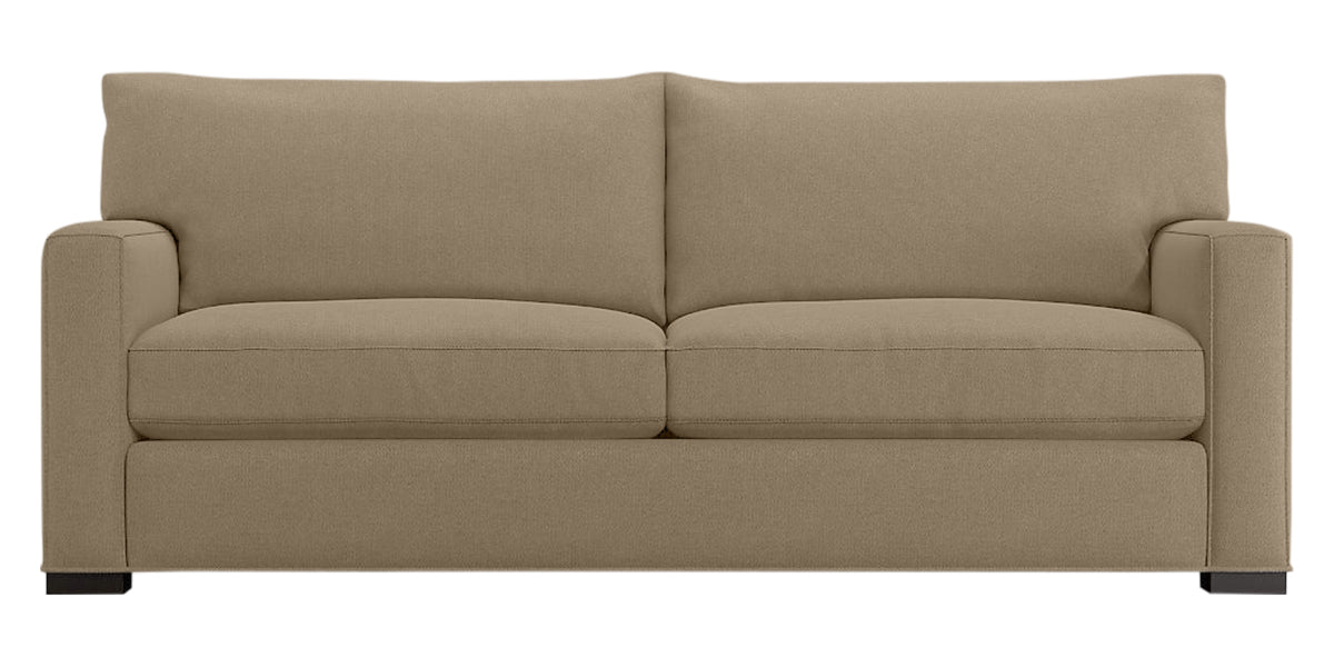 Douglas Fabric Camel with Fossil Hardwood | Camden Axel Sofa | Valley Ridge Furniture