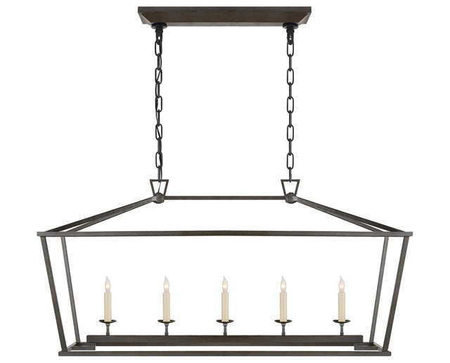 Aged Iron | Darlana Medium Linear Lantern | Valley Ridge Furniture