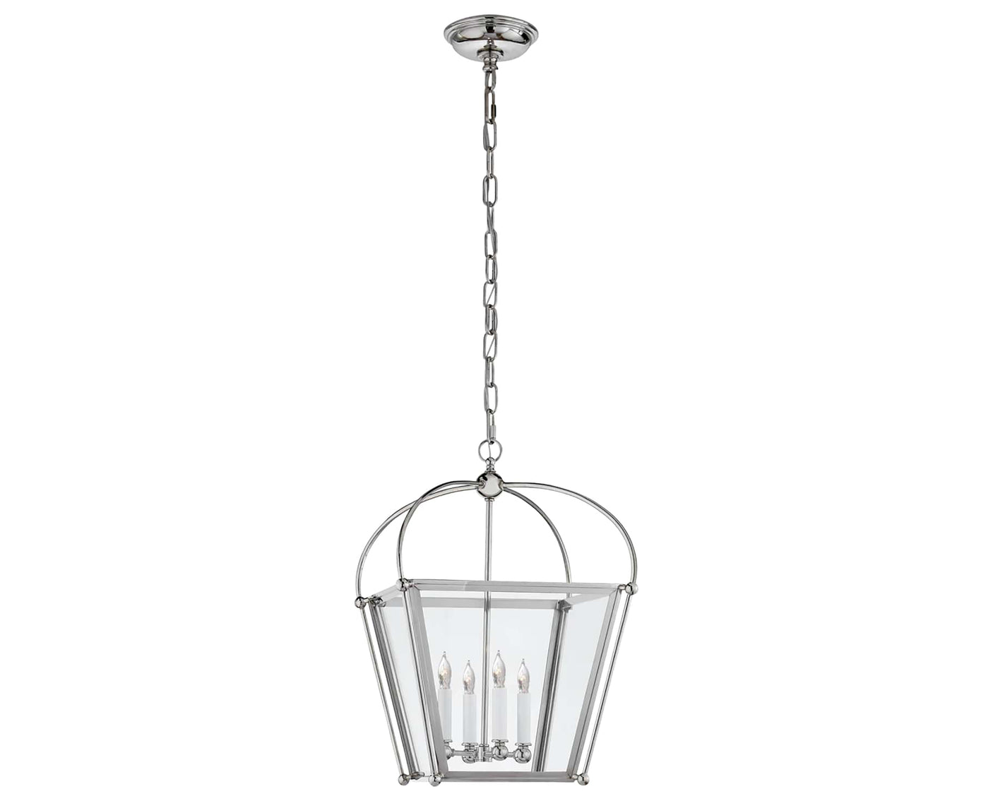 Polished Nickel & Clear Glass | Riverside Small Square Lantern | Valley Ridge Furniture