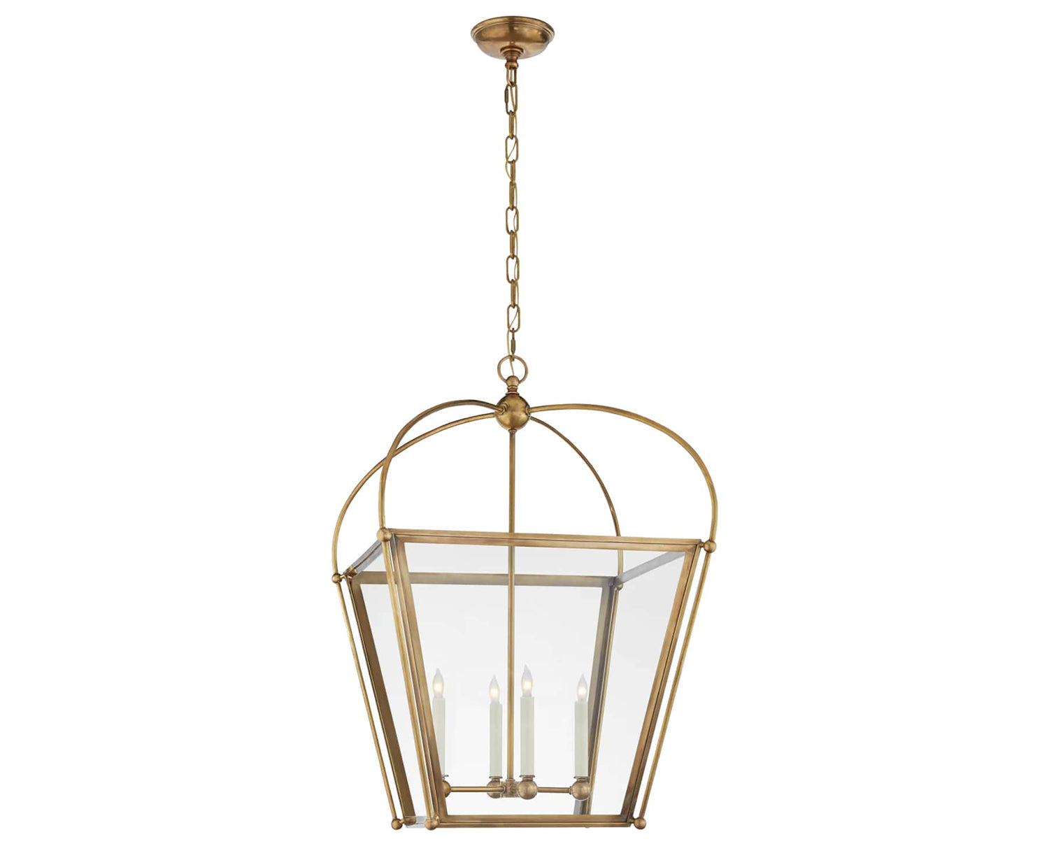 Antique-Burnished Brass & Clear Glass | Riverside Medium Square Lantern