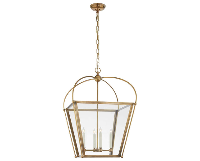 Antique-Burnished Brass & Clear Glass | Riverside Medium Square Lantern