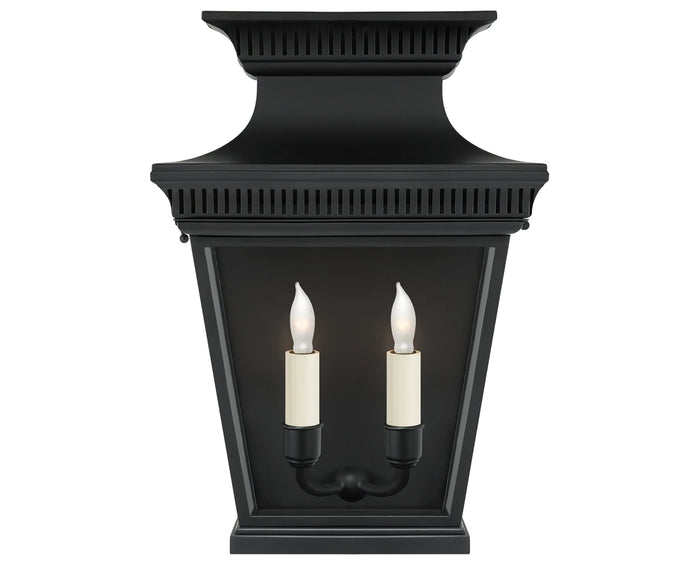 Matte Black & Clear Glass | Elsinore Medium 3/4 Wall Lantern | Valley Ridge Furniture