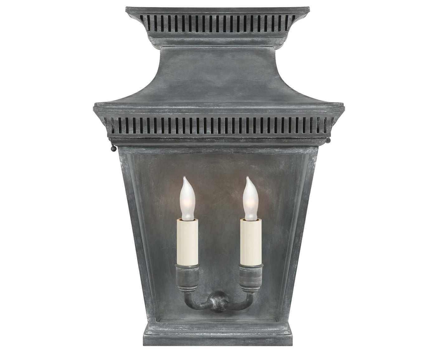 Weathered Zinc & Clear Glass | Elsinore Medium 3/4 Wall Lantern | Valley Ridge Furniture