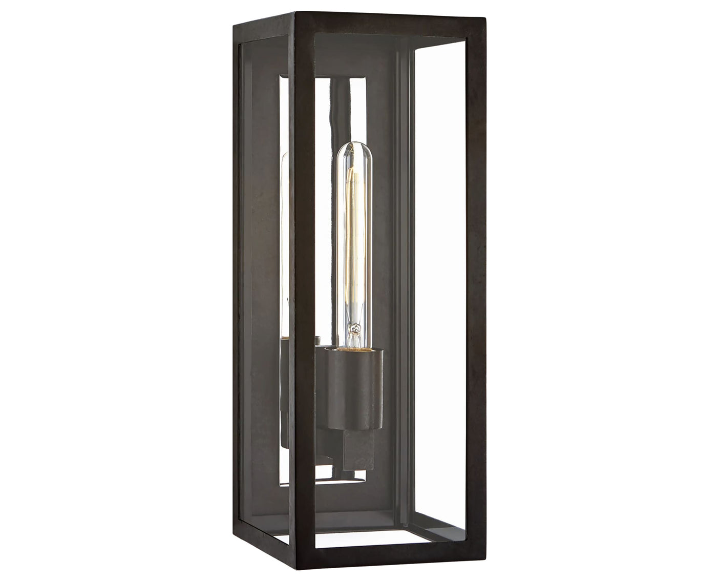 Aged Iron & Clear Glass | Fresno Medium 3/4 Wall Lantern | Valley Ridge Furniture