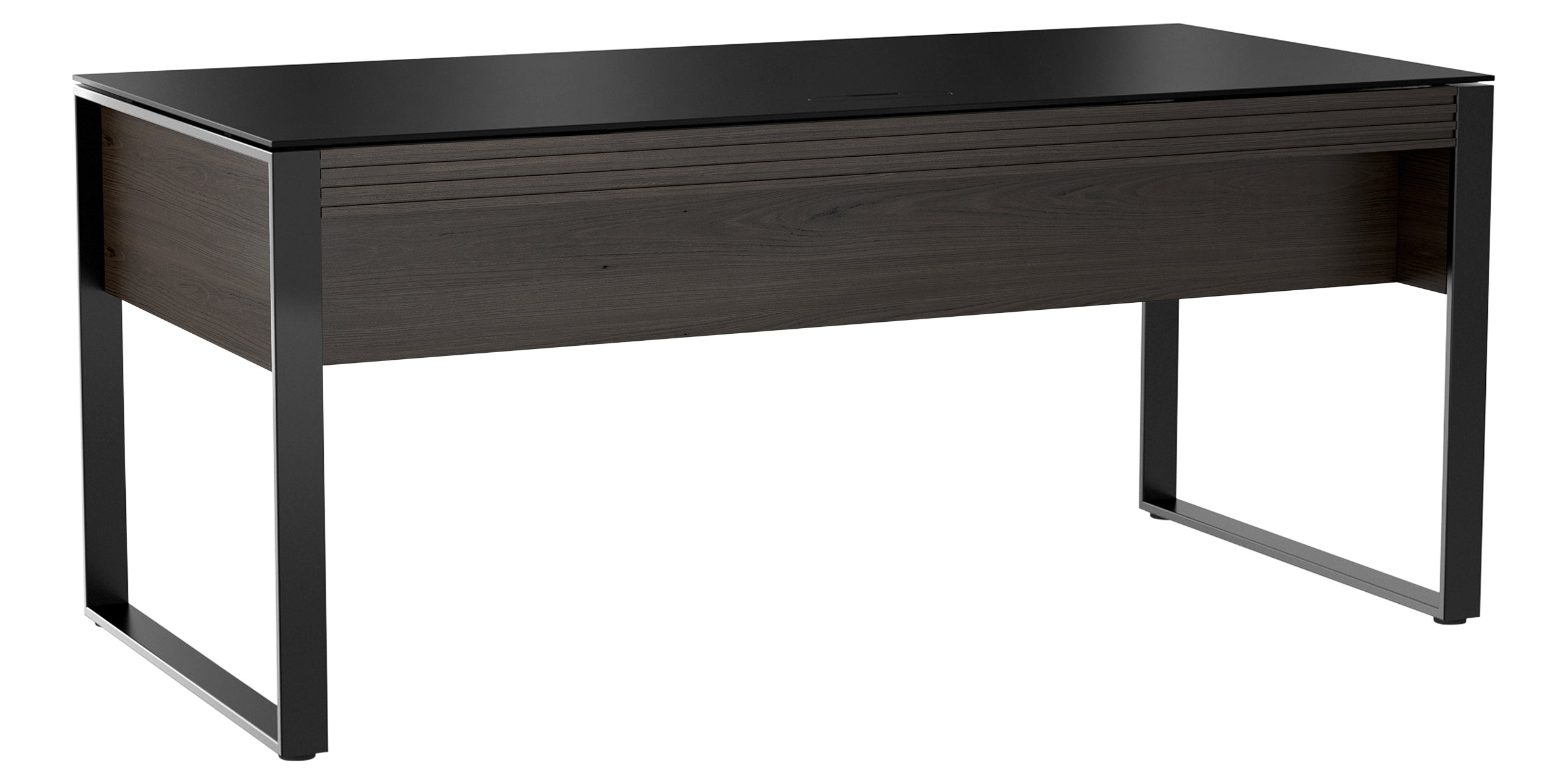 Charcoal Stained Ash & Charcoal Ash Veneer with Black Satin-Etched Glass & Black Steel | BDI Corridor Desk | Valley Ridge Furniture