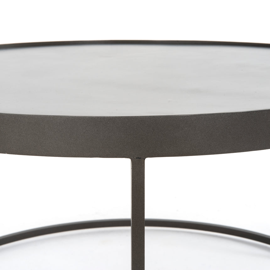 Polished White Marble with Gunmetal Iron | Evelyn Round Nesting Coffee Table | Valley Ridge Furniture