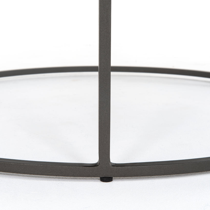 Polished White Marble with Gunmetal Iron | Evelyn Round Nesting Coffee Table | Valley Ridge Furniture