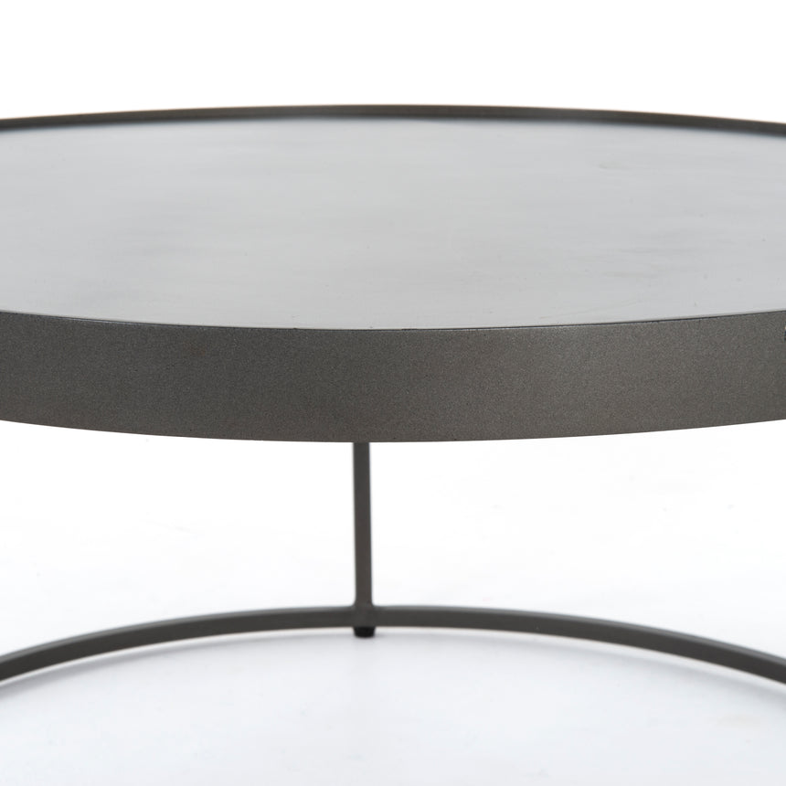 Polished White Marble with Gunmetal Iron | Evelyn Round Nesting Coffee Table | Valley Ridge Furniture