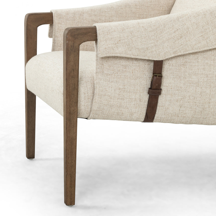 Thames Cream Fabric & Sonoma Coco Leather with Distressed Natural Parawood | Bauer Chair | Valley Ridge Furniture