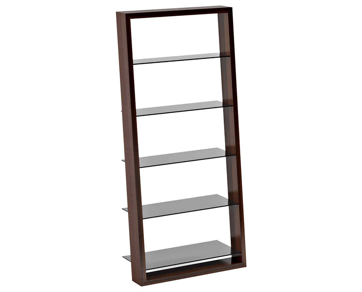 Chocolate Walnut Veneer & Grey Polished Glass | BDI Eileen Bookcase | Valley Ridge Furniture